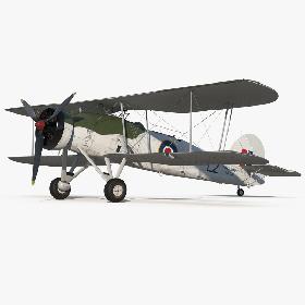 Biplane Torpedo Bomber Fairey Swordfish Rigged 3D model